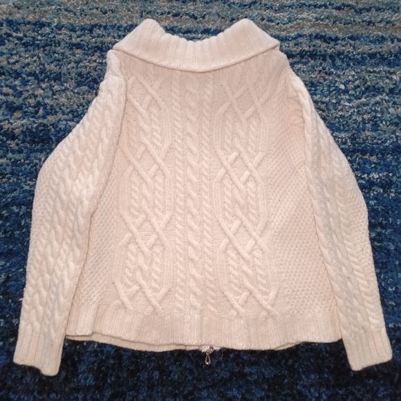 Inis Crafts 100% Wool Beige Full Zip Up Heavyweight Women's Sweater - Picture 8 of 8